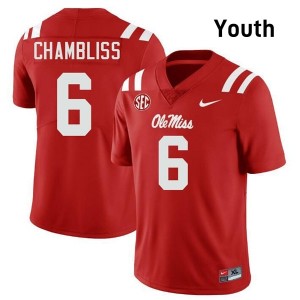 Trinidad Chambliss Pro-Level Red #6 Ole Miss Youth NCAA Football Jersey - Top-Tier Gear 88124581