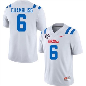 Premium White #6 Trinidad Chambliss Ole Miss Rebels Men College Football Jersey - Pro-Grade Gamewear 51709969
