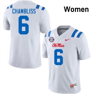 #6 Trinidad Chambliss White Ole Miss Top-Tier Women NCAA Football Jersey - Elite-Level Performance 76305627