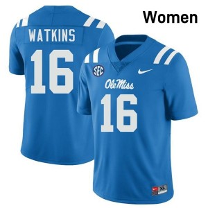 #16 Winston Watkins Powder Blue Rebels Top-Tier Women Player Football Jersey - Elite-Level Performance 15399667