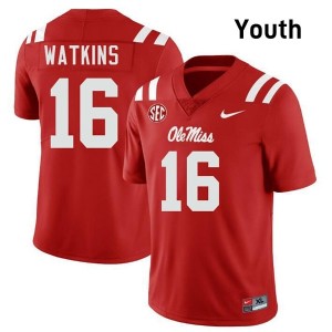 Winston Watkins Pro-Level Red #16 Ole Miss Youth NCAA Football Jersey - Top-Tier Gear 20200280