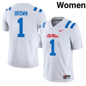 A.J. Brown Pro-Level White #1 Miss Rebels Women College Football Jersey - Top-Tier Gear 15486445