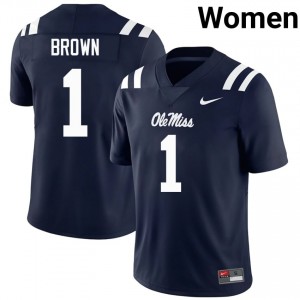 #1 A.J. Brown Navy Ole Miss Rebels Top-Tier Women NCAA Football Jersey - Elite-Level Performance 29206728