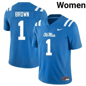 Premium Powder Blue #1 A.J. Brown UM Rebels Women University Football Jersey - Pro-Grade Gamewear 11962431