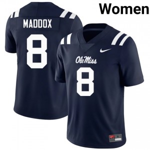 #8 AJ Maddox Navy Ole Miss Top-Tier Women High School Football Jersey - Elite-Level Performance 75484003