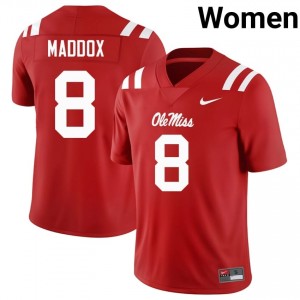 Miss Rebels Elite AJ Maddox Red #8 Women College Football Jersey - High-End Performance 49904729