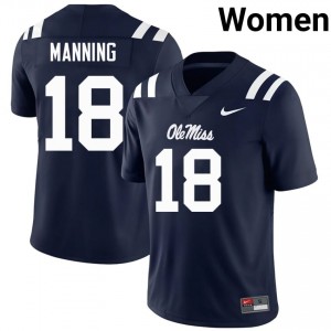 #18 Archie Manning Navy Rebels Top-Tier Women Player Football Jersey - Elite-Level Performance 89324936