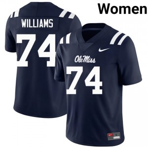 #74 Ben Williams Navy Miss Rebels Top-Tier Women College Football Jersey - Elite-Level Performance 49128260