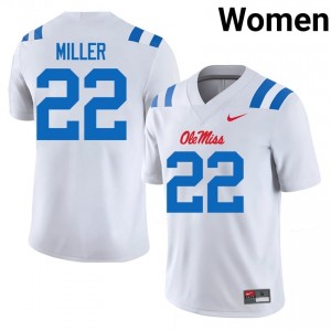 Cameron Miller Pro-Level White #22 UM Rebels Women University Football Jersey - Top-Tier Gear 45135168