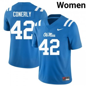 Premium Powder Blue #42 Charlie Conerly Ole Miss Rebels Women NCAA Football Jersey - Pro-Grade Gamewear 52138897