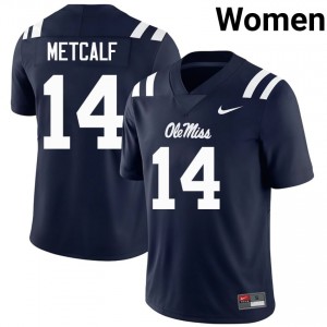 #14 DK Metcalf Navy Rebels Top-Tier Women Player Football Jersey - Elite-Level Performance 87776418