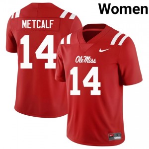 UM Rebels Elite DK Metcalf Red #14 Women University Football Jersey - High-End Performance 70234467