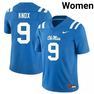 Premium Powder Blue #9 Dawson Knox UM Rebels Women University Football Jersey - Pro-Grade Gamewear 37018339