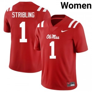 Ole Miss Elite De'Zhaun Stribling Red #1 Women High School Football Jersey - High-End Performance 82756896