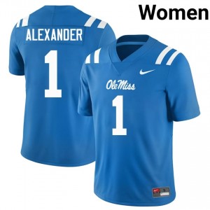 Premium Powder Blue #1 Deuce Alexander Ole Miss Women High School Football Jersey - Pro-Grade Gamewear 73713381