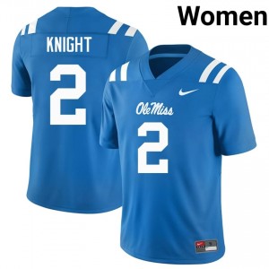 Premium Powder Blue #2 Deuce Knight Miss Rebels Women College Football Jersey - Pro-Grade Gamewear 73496944