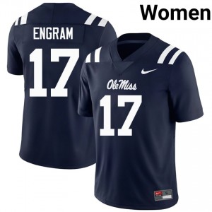 #17 Evan Engram Navy Miss Rebels Top-Tier Women College Football Jersey - Elite-Level Performance 38297285