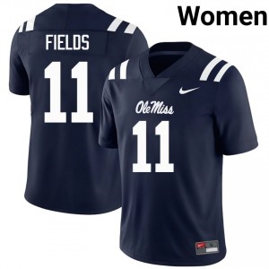 #11 Horatio Fields Navy Miss Rebels Top-Tier Women College Football Jersey - Elite-Level Performance 23724170