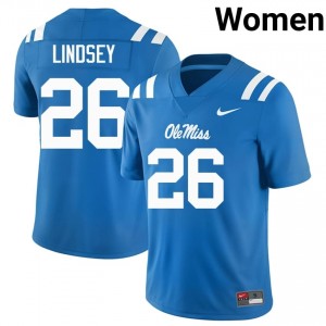 Premium Powder Blue #26 JT Lindsey UM Rebels Women University Football Jersey - Pro-Grade Gamewear 88723498