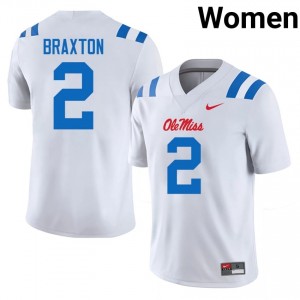 Jaylon Braxton Pro-Level White #2 Rebels Women Player Football Jersey - Top-Tier Gear 66993912
