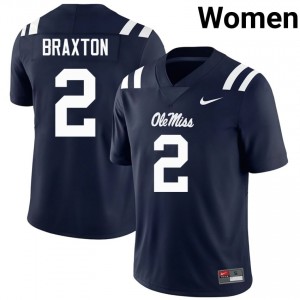 #2 Jaylon Braxton Navy UM Rebels Top-Tier Women University Football Jersey - Elite-Level Performance 91639892
