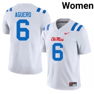 Joenel Aguero Pro-Level White #6 UM Rebels Women University Football Jersey - Top-Tier Gear 68994301