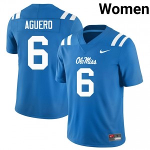 Premium Powder Blue #6 Joenel Aguero Ole Miss Rebels Women NCAA Football Jersey - Pro-Grade Gamewear 87225476