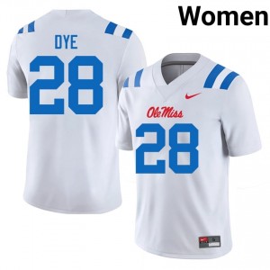 Joshua Dye Pro-Level White #28 Ole Miss Rebels Women NCAA Football Jersey - Top-Tier Gear 17658783