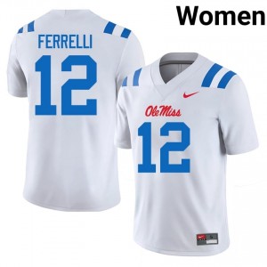 Luke Ferrelli Pro-Level White #12 Miss Rebels Women College Football Jersey - Top-Tier Gear 45854468