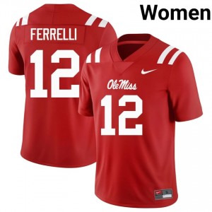 Rebels Elite Luke Ferrelli Red #12 Women Player Football Jersey - High-End Performance 81395064