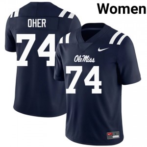 #74 Michael Oher Navy UM Rebels Top-Tier Women University Football Jersey - Elite-Level Performance 21830451