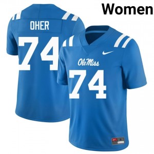 Premium Powder Blue #74 Michael Oher Miss Rebels Women College Football Jersey - Pro-Grade Gamewear 67992670