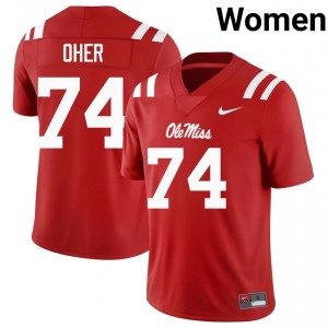 Ole Miss Elite Michael Oher Red #74 Women High School Football Jersey - High-End Performance 54754103
