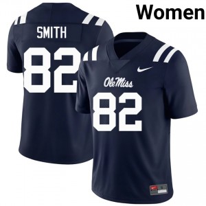 #82 Michael Smith Navy Miss Rebels Top-Tier Women College Football Jersey - Elite-Level Performance 65297739