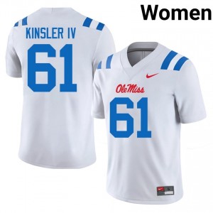 Tommy Kinsler IV Pro-Level White #61 UM Rebels Women University Football Jersey - Top-Tier Gear 52772402