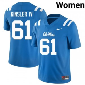 Premium Powder Blue #61 Tommy Kinsler IV Ole Miss Rebels Women NCAA Football Jersey - Pro-Grade Gamewear 76697655