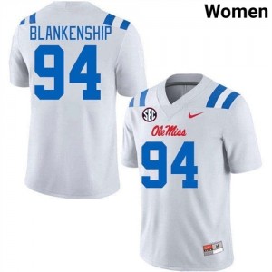 Caleb Blankenship Pro-Level White #94 Ole Miss Women NCAA Football Jersey - Top-Tier Gear 49012834