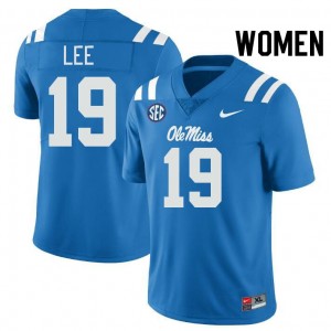 Cayden Lee #19 Powder Blue Championship-Caliber Ole Miss Women NCAA Embroidery Football Jersey - Pro-Grade 16526554