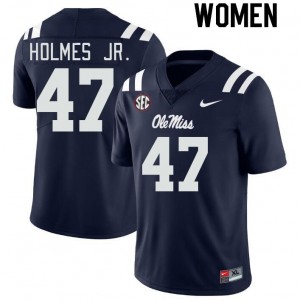 #47 DeeJay Holmes Jr. Navy Ole Miss Top-Tier Women NCAA Football Jersey - Elite-Level Performance 82347036