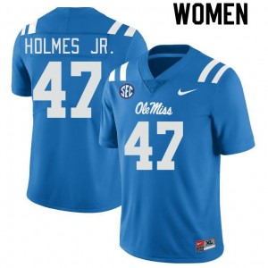 Premium Powder Blue #47 DeeJay Holmes Jr. Ole Miss Rebels Women College Football Jersey - Pro-Grade Gamewear 89613173