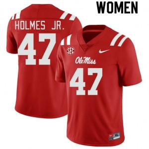 DeeJay Holmes Jr. Pro-Level Red #47 Rebels Women Player Football Jersey - Top-Tier Gear 99850255