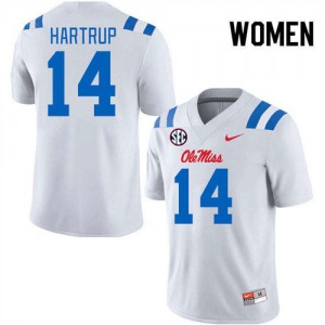University of Mississippi Elite Izaiah Hartrup White #14 Women High School Football Jersey - High-End Performance 16504713