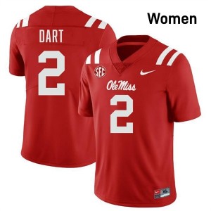Red #2 Ole Miss Rebels Jaxson Dart Women Game-Ready College Football Jersey - Premium Quality 23987348