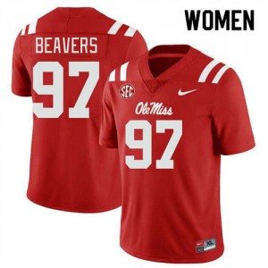 #97 Kamron Beavers Red Ole Miss Top-Tier Women NCAA Football Jersey - Elite-Level Performance 32344019