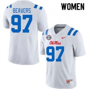 University of Mississippi Elite Kamron Beavers White #97 Women High School Football Jersey - High-End Performance 62101527
