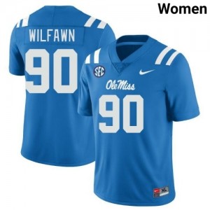 Kortlen Wilfawn #90 Powder Blue Championship-Caliber Rebels Women Player Embroidery Football Jersey - Pro-Grade 31927382