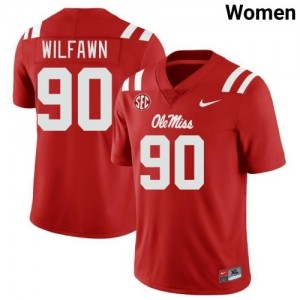 Ole Miss Rebels Elite Kortlen Wilfawn Red #90 Women College Football Jersey - High-End Performance 67236065