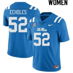 Will Echoles #52 Powder Blue Championship-Caliber Rebels Women Player Embroidery Football Jersey - Pro-Grade 28187037