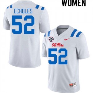 #52 Will Echoles White Ole Miss Top-Tier Women NCAA Football Jersey - Elite-Level Performance 21798354