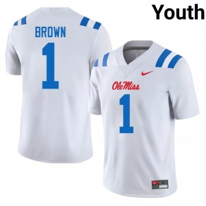 A.J. Brown #1 White Championship-Caliber Rebels Youth Player Embroidery Football Jersey - Pro-Grade 37478813